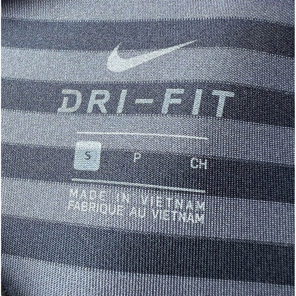 Nike Golf Dri-Fit Polo Shirt Mens Size Small Navy Blue Grey Striped Logo - Picture 4 of 12